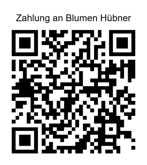 QR code with German text Zahlung an Blumen Hübner for payment to Blumen Hübner flower shop